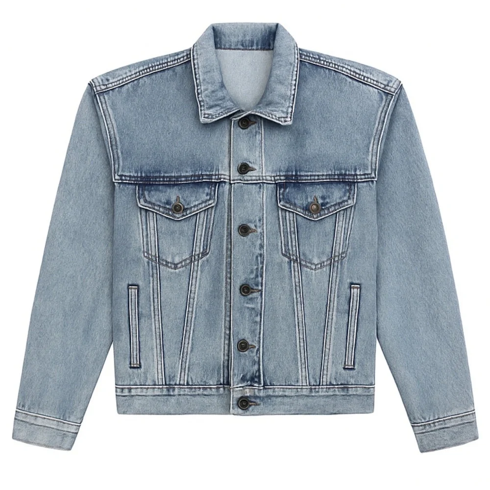 Katie J NYC Montauk Denim Jacket Acid Wash Blue Classic Layering SZ Tween XL